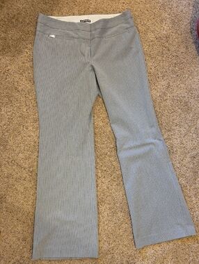 Express Wide Leg Pinstripe Pants in Light Gray